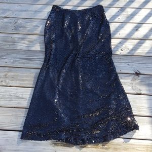 Black Sequin Full Length Skirt